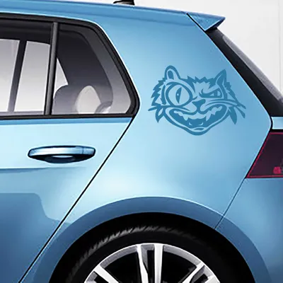 Produktbild von Aufkleber - 2 Stk. Autoaufkleber Crazy Cat, je 40cm x 29cm hellblau - Tuning Carystyling Heckscheibe Auto