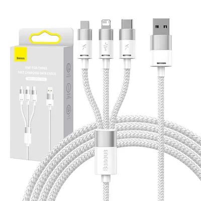 Produktbild von Baseus SUP0003349 USB-Kabel 1,2 m USB 3.2 Gen 1 (3.1 Gen 1) USB A USB C/Micro USB-A/Lightning Weiß