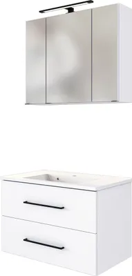 Produktbild von Waschtisch-Set Gästebad Handwaschplatz Badset Handwaschplatz Badmöbel "Luzern I" Weiß/Weiß-Matt