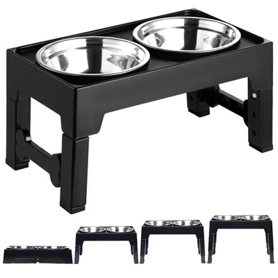 Produktbild von Höhenverstellbarer Fressnapf für Hunde und Katzen – Anti-Kipp Design, anpassbare Höhe und Winkel, ideal für mittelgroße und große Hunde.