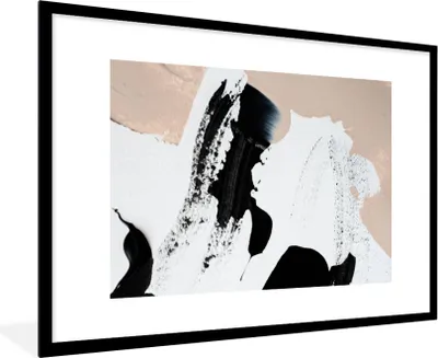 Produktbild von MuchoWow® Gerahmtes Poster Schwarz - Abstrakt - Design 90x60 cm - Poster mit Schwarzem Bilderrahmen Wandposter Rahmen Foto Bilder - Wanddekoration - Fotos