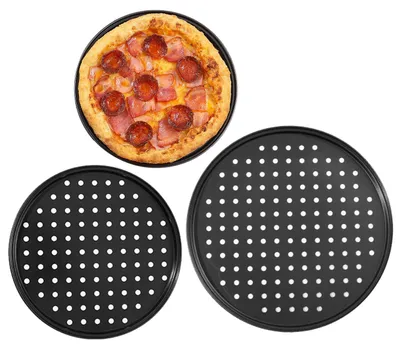 Pizzapfannen-Set, 3er, perforiert, antihaft, 24+28+32 cm