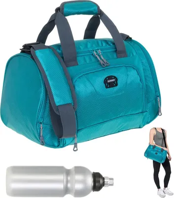 Produktbild von Sporttasche klein Damen Elephant Trainer 42 cm 18 Liter Freizeittasche Schule Fitness Sport Schwimmen Turnen Tasche Gymbag 1242 Petrol + Flasche