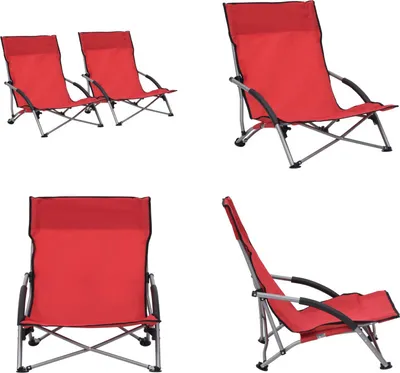 Produktbild von vidaXL Klappbare Strandstühle 2 Stk. Rot Stoff - Strandstuhl - Strandstühle - Campingstuhl - Campingstühle