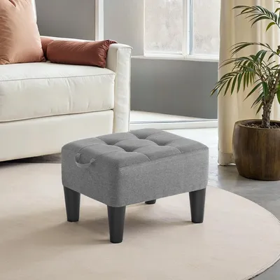 Obrázek produktu pro SONGMICS Odkládací taburet s úložným prostorem a madlem, taburet s potahem v lněné barvě, rozměry 40 x 32 x 26 cm, šedá barva, Obrázek vytvořený pomocí AI