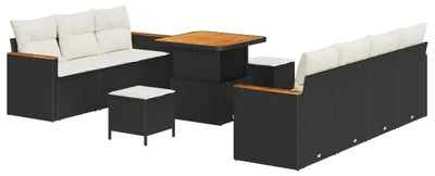 Immagine prodotto di vidaXL Set di divani da giardino 10 pezzi in polirattan nero