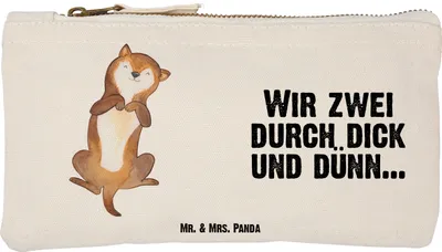 Produktbild von Mr. & Mrs. Panda Kosmetiktasche Hund Streicheln Größe S Klein - Weiß - Geschenk, Hundewelpe, Hundeliebe, Mäppchen, Bauch, Sprüche, Federmappe, Pouch, Kulturtasche, Hunde