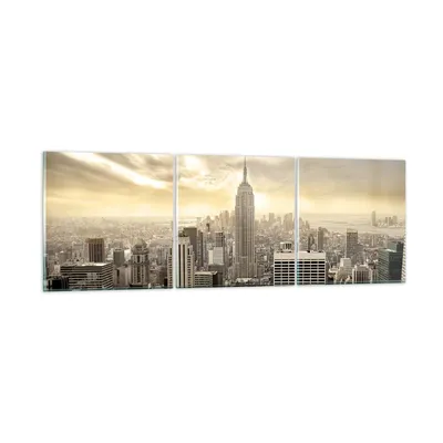 Produktbild von Bilder auf glas - Stadt Wolkenkratzer Manhattan New York - 120x40cm - Glasbilder - Wandbilder - Kunstdruck - Wanddekoration aus Glas - Glas Bilder - Wandbild auf Glas - GCA120x40-2630
