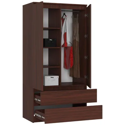 Produktbild von Kleiderschrank S90 90cm Garderobe 2 Türen 2 Schubladen Schrank 180cm hoch CLP