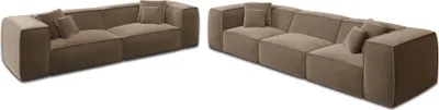 Produktbild von Samtstoff 4-3-Sitzer Sofa Set Arelia Braun