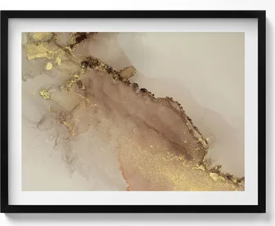 Produktbild von Abstraktes Gold– Wandbild mit Rahmen – Gerahmtes Bild  – Wanddekoration – 80x60 cm –  Schwarz Rahmen