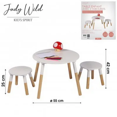 Produktbild von Judy Wild Kindertisch mit 2 Hockern weiß 151020