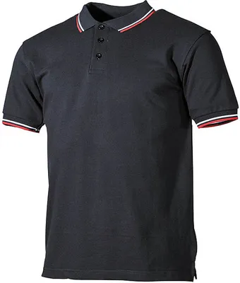 Produktbild von MFH Poloshirt, rot-weiße Streifen, mit Knopfleiste, schwarz