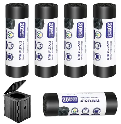 Produktbild von Omgoods – 100 biologisch abbaubare Toilettentaschen – 30 Liter, ideal für Camping