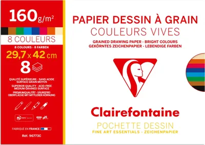 Produktbild von Clairefontaine 10x Zeichenpapier A3 Pack. 8 Bogen Lebendige Farben sort. 96773C
