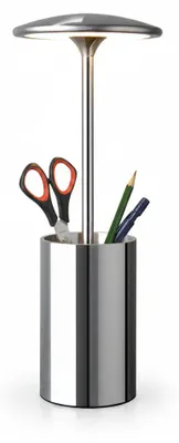 Produktbild von LED Schreibtischlampe Pott Chrom – leuchtender Stiftehalter & Organizer – Sompex