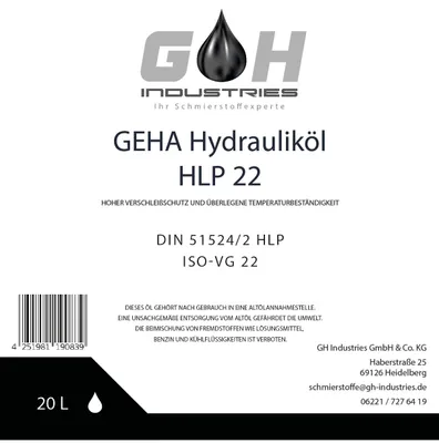 Produktbild von 200 L Hydrauliköl HLP 22 ISO VG 22 nach DIN 51524 Teil 2 | 10 St. mit 20 Liter