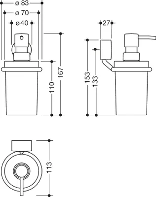 Produktbild von HEWI Seifen- oder Desinfektionsmittelspender mit Halter, Edelstahl schwarz matt, zur Klebemontage