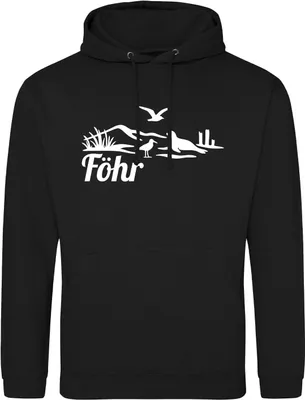 Produktbild von Huuraa Uni Hoodie Föhr Strandmotiv XXL Deep Black Vegan Sweatshirt Geschenkidee