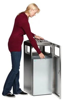 Produktbild von Eckiger Kombiascher mit Einflügeltür + Deckel |80 Liter, HxBxT 92x40x40cm | Stahl | Anthrazit