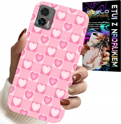 Obrázek produktu pro Pouzdro pro Motorola Edge 30 Neo – Srdíčka, růžová mřížka, pouzdro + fólie