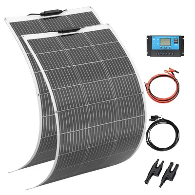 Obrázek produktu pro Flexibilní solární panel, vysoká účinnost 21,8 %, lehká a přenosná konstrukce, 200W solární systém