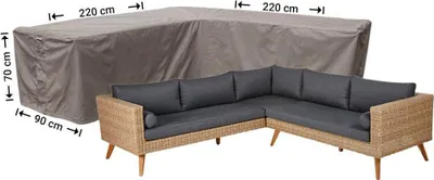 Produktbild von Raffles Covers Gartenmöbel Abdeckung L Form 220 x 220 x 90 H: 70 cm | Atmungsaktiv | Wasserdicht | UV-beständig | Doppelnähte | Elastischer Kordelzug