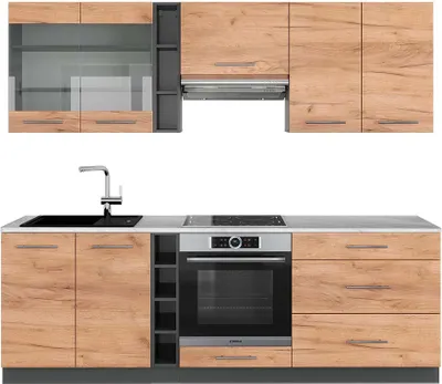 Produktbild von Küchenzeile Vicco Fame-Line Goldkraft Eiche/Anthrazit 235 cm , AP Marmor, Model 42282
