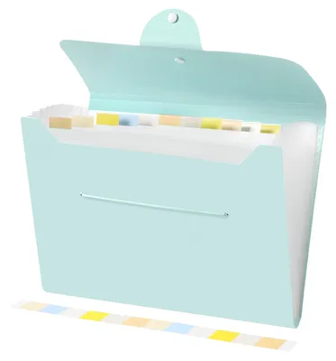 Image de Classeur Brencco format A4 avec 12 compartiments et étiquettes, couleur vert menthe