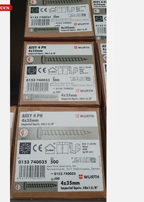 Produktbild von Art. 0153740035 Würth ASSY 4PH Stahl Schrauben Vollgewinde 4x35 mm 8", 50 Stück