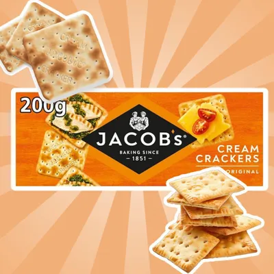 Produktbild von Jacob’s Cream Crackers – Knusprige Cracker aus Weizen | 200 g+Heartforcards Versandschutz