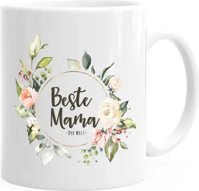 Produktbild von Kaffee-Tasse Beste Mama der Welt Muttertag Watercolor Geschenk-Tasse MoonWorks® weiß unisize