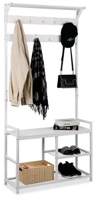Immagine prodotto di Appendiabiti con panca integrata, 182x30x84 cm, bianco