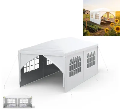Image de XINZI Pavillon 3x6 m Pavillon de jardin Tente de réception Gazebo avec parois latérales amovibles, imperméable, structure en acier stable, pour garden-party, blanc