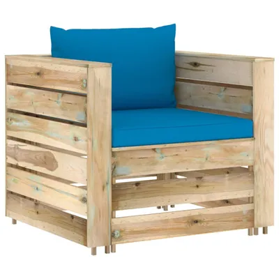 Immagine prodotto di set da giardino 2 pezzi con cuscini Verde Legno impregnato