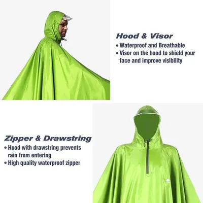 Produktbild von Famanu Regenponcho Wasserfest - Tragbar, Leicht, Uni, Schwarz