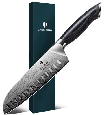Image de SANMEIHO, couteau Santoku japonais, 18 cm, acier à haute teneur en carbone, couteau de cuisine