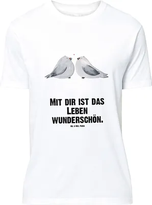 Produktbild von Mr. & Mrs. Panda Größe L T-Shirt Turteltauben Liebe - Weiß - Geschenk, Tshirt, Freundin, mit Spruch, Shirt, Partner, Verliebt, Freund, Jahrestag