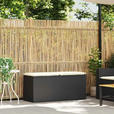 Immagine prodotto di Panca da Giardino con Cuscino Nera 110x40x44 cm in Polyrattan