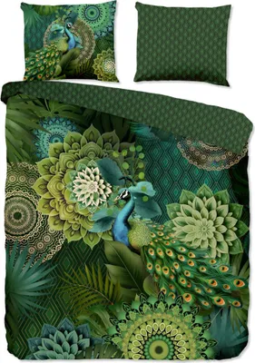 Produktbild von HIP Bettwäsche "mandalas & pauw" - Grün - (240x200/220 cm) - Baumwolle Satin