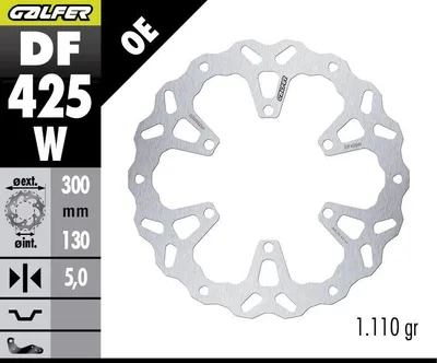 Productafbeelding van GALFER remschijf voor Kawasaki KLE 500 '26- (WAVE FIXED) (300x130x5mm)