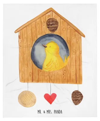 Produktbild von Mr. & Mrs. Panda Decke Vogelhaus Home - Weiß - Geschenk, Bettdecke, Vogel, Umzug, Plaid, Haus, Wohndecke, Kuscheldecke, Sweet, Lustige Sprüche, Tagesdecke