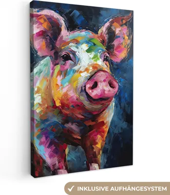 Obrázek produktu pro OneMillionCanvasses® - Obrazy na plátně - Prase - Olejomalba - Zvířata - Umění, nástěnné dekorace, Obrazy do obývacího pokoje, 20x30cm