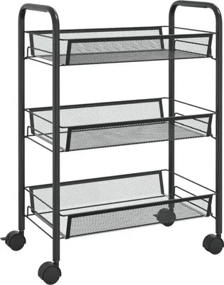 Immagine prodotto di Carrello da cucina a 3 ripiani - Acciaio - 46x26x64 cm - Nero