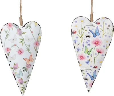 Produktbild von 2er Set Dekohänger Herzen BLUMENWIESE D. 17cm aus Metall Formano F25