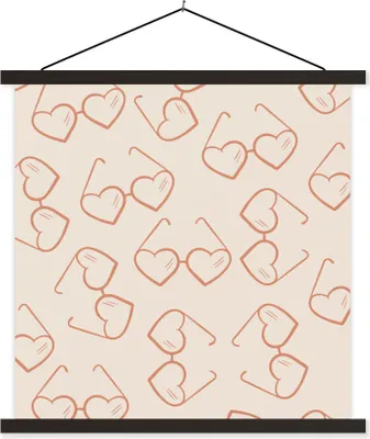 Produktbild von MuchoWow® Textilposter Sonnenbrille - Herz - Sommer 120x120 cm mit schwarzem Rahmen - Aufhängungsset