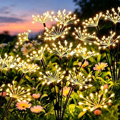 Solar-Gartenleuchten, 4 Stück, 160 LEDs, warmweiß, 8 Modi, IP65, flexibel