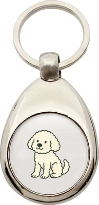 Produktbild von Huuraa Schlüsselanhänger Maltipoo Comic Malti Metall Schlüsselring Einkaufswagenchip Geschenkidee