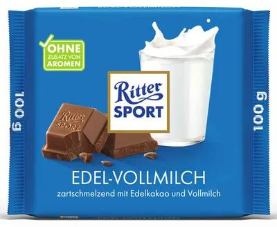 Immagine prodotto di Ritter SPORT 4013 Ritter SPORT EDEL-VOLLMILCH Schokolade 100,0 g, Immagine generata dall'IA