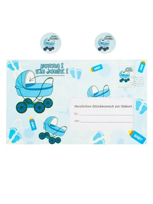 Produktbild von Briefumschlag Hurra ein Junge Geldgeschenk zur Geburt blau-weiss 18x30cm